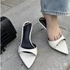 Summer Women High Heels Sexy Pointed Toe High Heeled Sandals Fashion Thin High Heeled Slippers for Women Peep Toe Mules Slippers