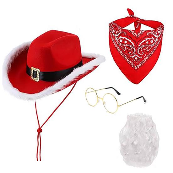 Santa Claus Suit Christmas Santa Hat Gloves Beard Belt Costume Prop Cosplay Party Dress-up Accessories for Holiday Parties