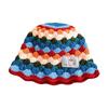 Dopamine Rhombus Rainbow Knitted Bucket Hat Women'S Autumn And Winter Korean Version Versatile Face Small Wool Hat Literary Bucket Hat