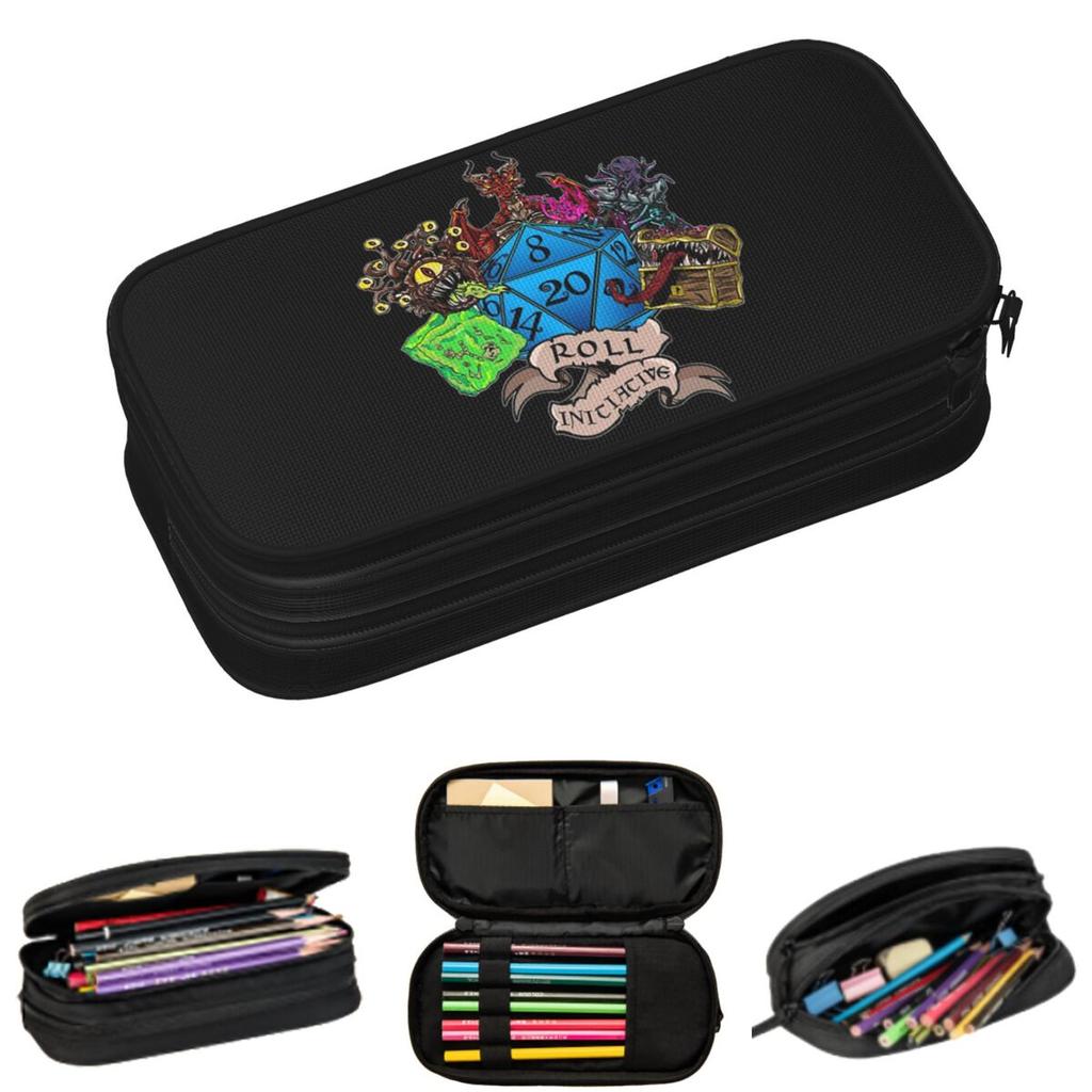 Roll Initiative Dungeon And Dragon Pencil Cases for Students Gifts Pen Box Pencil Bag Big Capacity Pencil Pouch