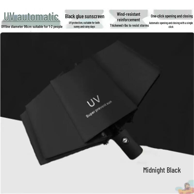 

Automatic Oversized Reinforced Black Dual-Purpose Umbrella (10-Pack)