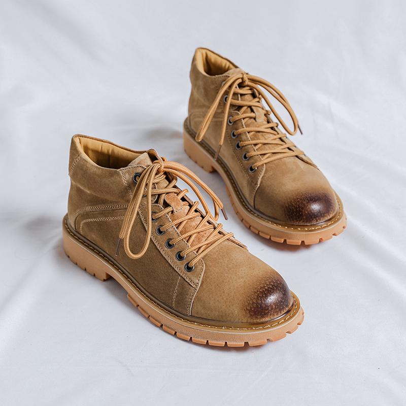 Mode Mode Luxusmarke Retro Cowboy Stiefel Schnürstiefel Hohe Qualität Outdoor Grau Wüstenstiefel Herren Dicke Sohle Kuhveloursleder Stiefel