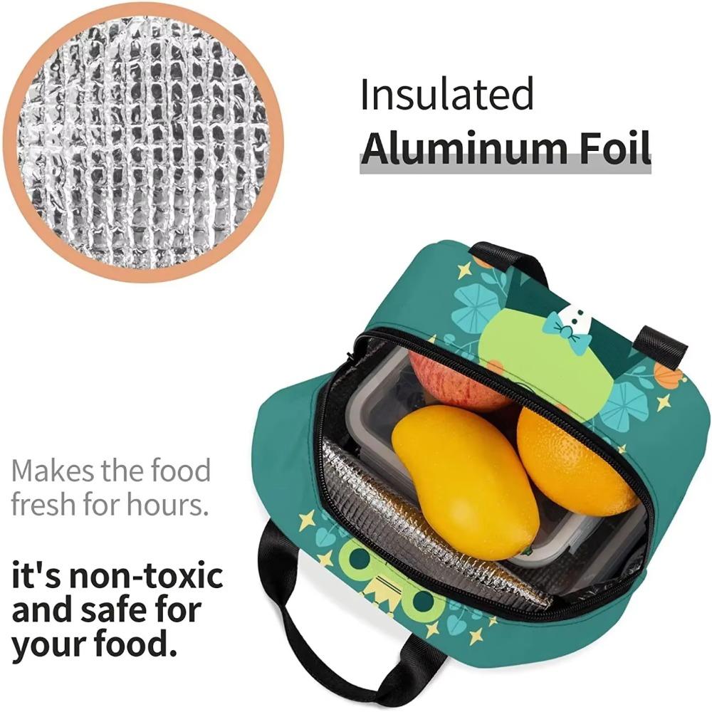 Cute Frog with Big Eyes Print Thermal Lunch Bag Insulated Bento Box Reusable Waterproof Lunch Bag for Office Picnic Hiking Beach