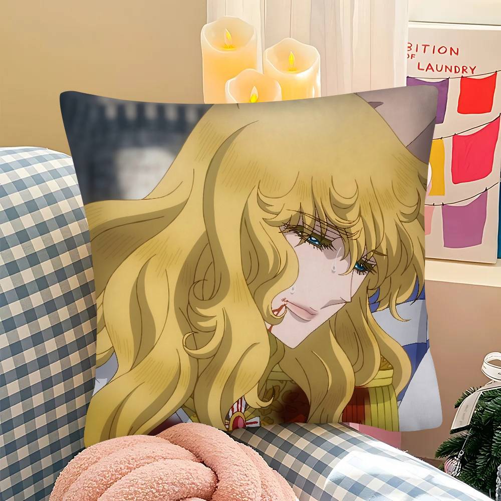 pc Classic The Rose Of Versailles Retro Anime Pillow Case Fashion Square Pillowcase Bedroom Sofa Room Ins Decoration Leisure
