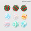 Pet Cats Dogs Color Block Plush Bell Ball Claws Grinding Bite-resistant Chew Toy