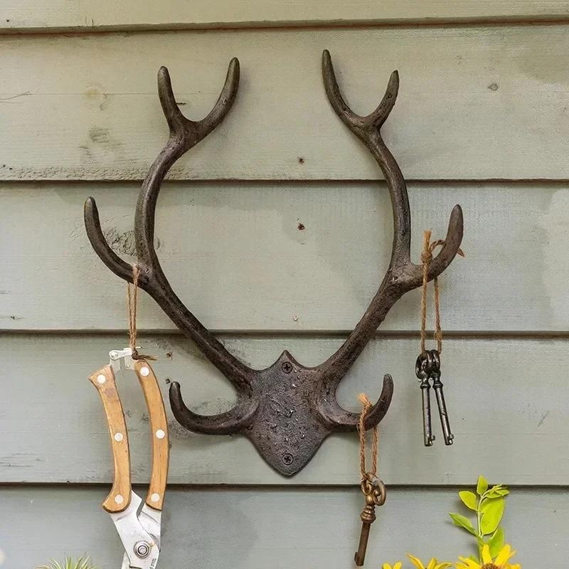Metal Cast Iron Wall Storage Hooks for Storing Items Restaurant Bar Antlers Decorative Wall Hanging Retro Style Classical Hook