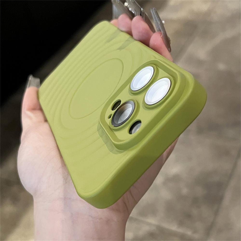 Luxury Wave Ripple Pattern Phone Case For iPhone 15 14 13 Pro Max Solid Color Lens Film Camera Protection Shockproof PC Cover