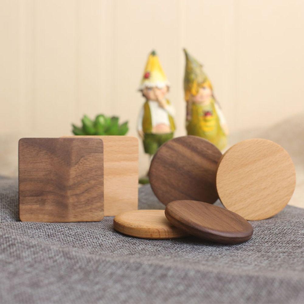New Wood Coasters Square Round Durable Heat Resistant Tea Coffee Cup Pad 8.8cm Bowl Teapot Holder