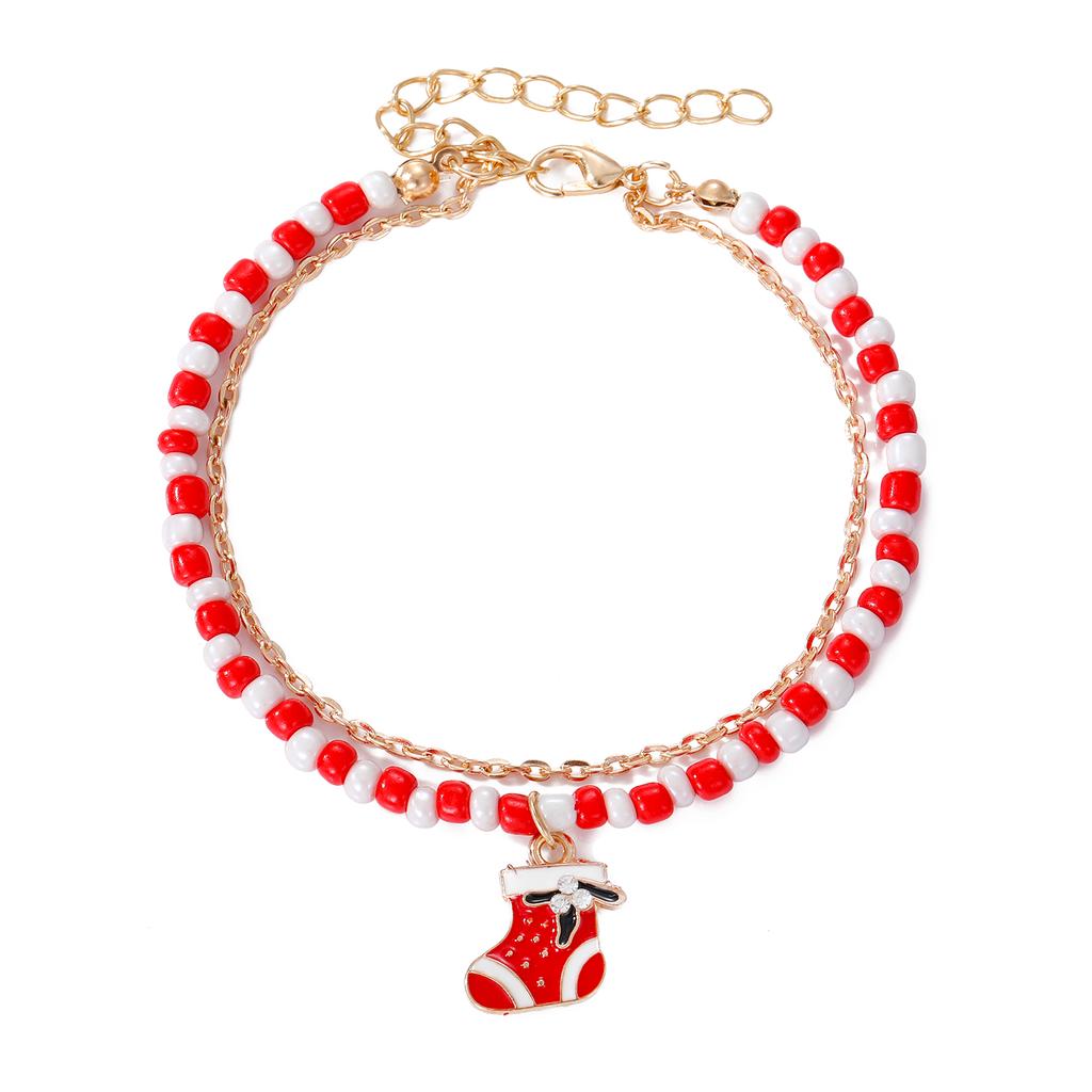 2022 Gelang Krismas Gadis Klasik Korea Mudah Baru Gelang Loket Gula-gula Lelaki Salji Reka Bentuk Lapisan Dua Gelang Hadiah Pasangan Pesona Indah