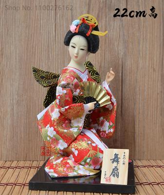 Japanese Traditional Geisha Doll Silk Figurine Craft Decoration Gift Izakaya Ornament 22cm High