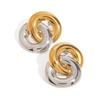 Yori Stainless Steel Double Circle Link Geometric Stud Earrings 18K PVD Plated Popular Jewelry Wholesales Accessories