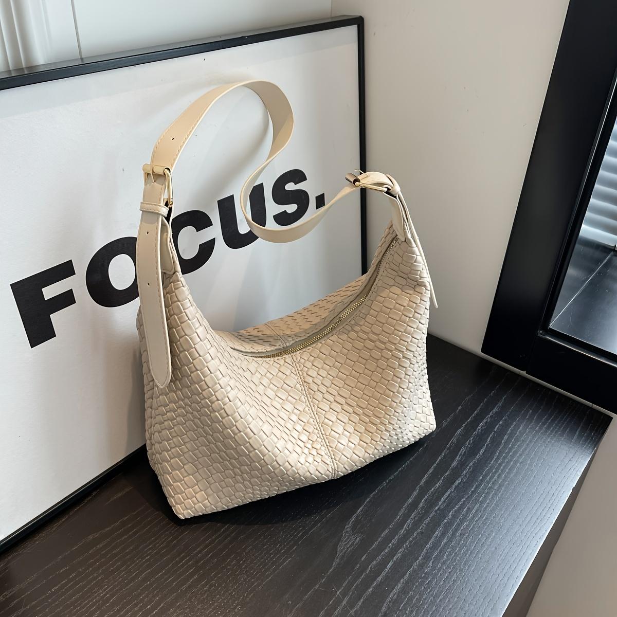 

Модная сумка через плечо с тканым узором, сумка большой емкости, стильная универсальная сумка через плечо для женщин бежевый