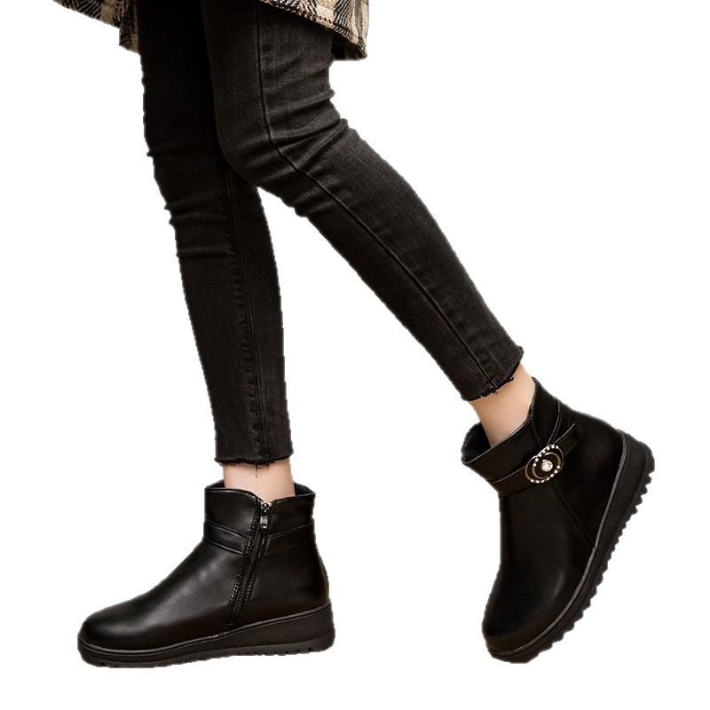 Scarpe invernali in pelle velluto cotone caldo casual da esterno stivali da neve scarpe in cotone
