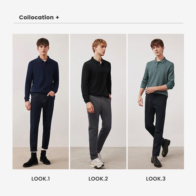 Navigare Men's 100% Cotton Long Sleeve Polo Shirt