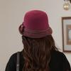 Women's knitted wool crimped basin hat, warm in autumn and winter, middle-aged and elderly small flower top hat, plaid mother bucket hat