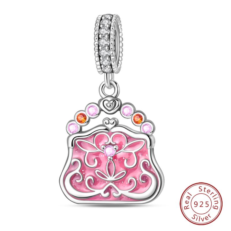 Fit 925 Silver Charms Beads Little Bear Lamb Little Flying Pig Pink Charms For Women DIY Birthday Jewelry Gift