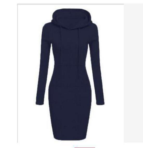 2026 Autumn/Winter European American Women's Solid Color Hooded Long Sleeve Dress