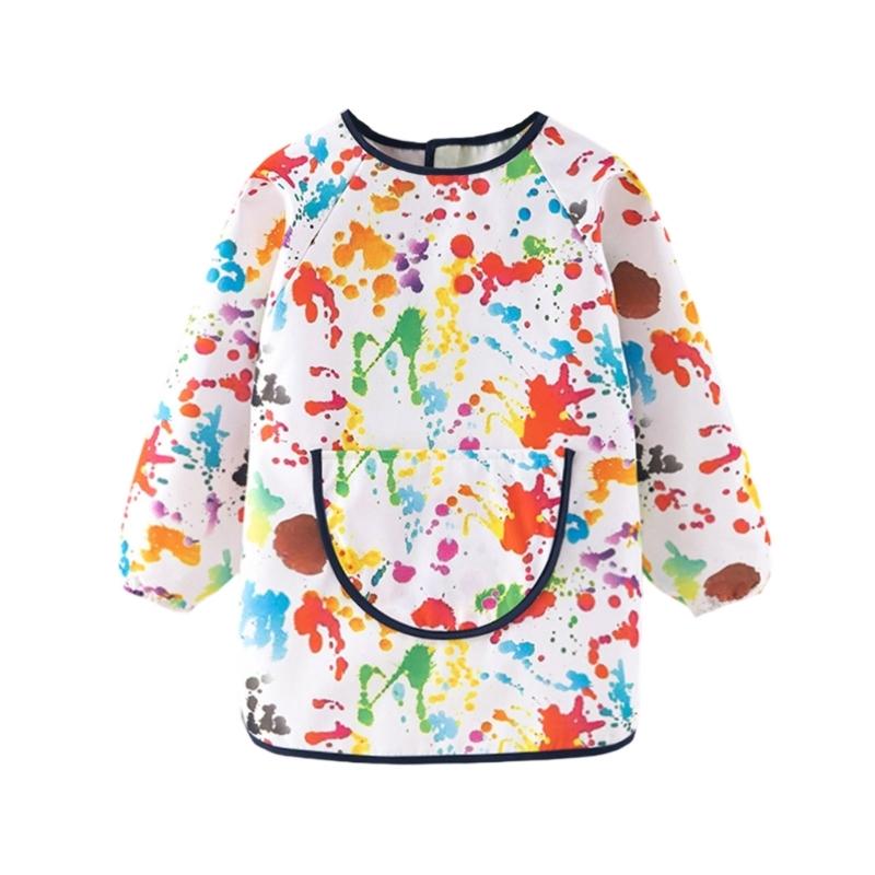 Kid Art Smock Water Resistant Toddler Smocks Painting Aprons with Long Sleeve Pocket for Painting Cooking Eating
