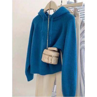 Damen Herbst- und Winterdesign Lazy Wind Strickpullover Frühling Kapuzenpullover Kurze Oberteile