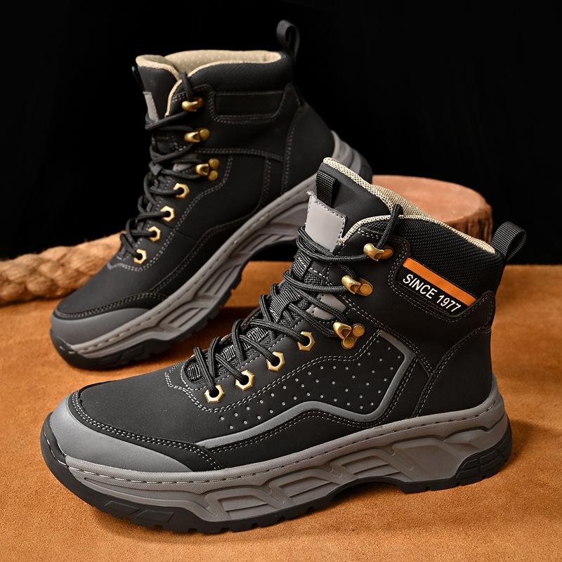 

Autumn and winter hot-selling Martin boots men s high-top cotton shoes rhubarb boots outdoor hiking shoes tooling boots batch 38