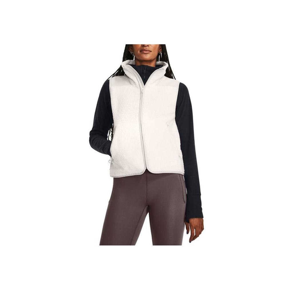 Under Armour Mission Solid Color Stand Collar Fleece Training Vest Women Vest White 1378864-112