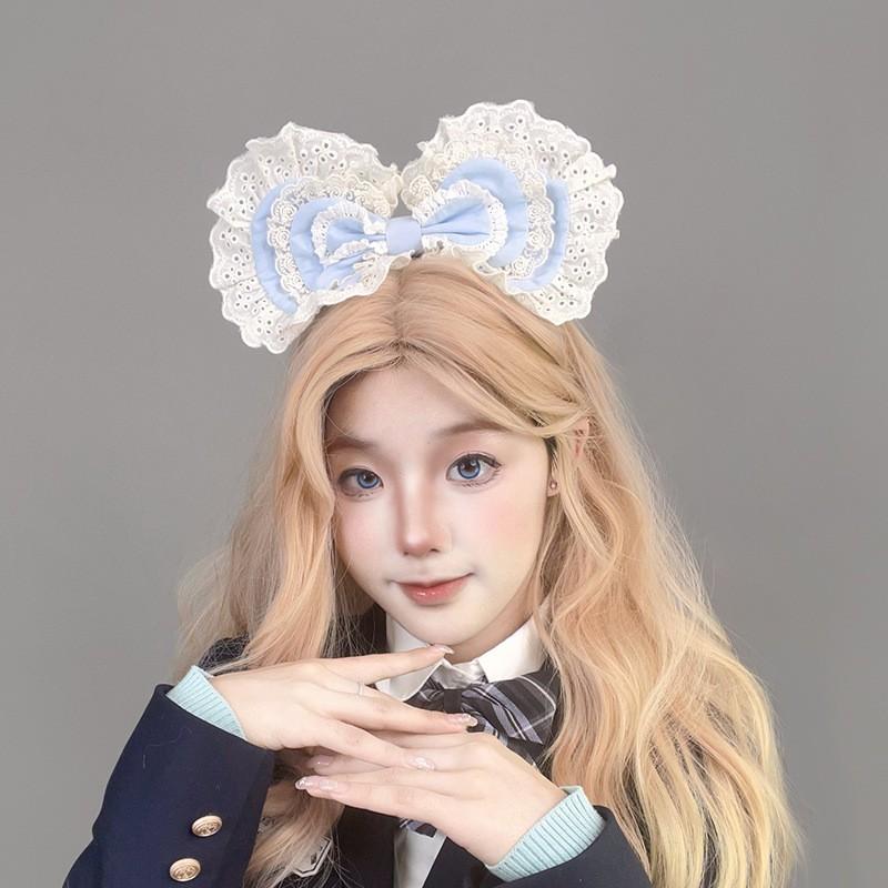 Handmade Lace Bow Hair Clip Girls Sweet Kawaii Lolita Accessory In Pastel Colors