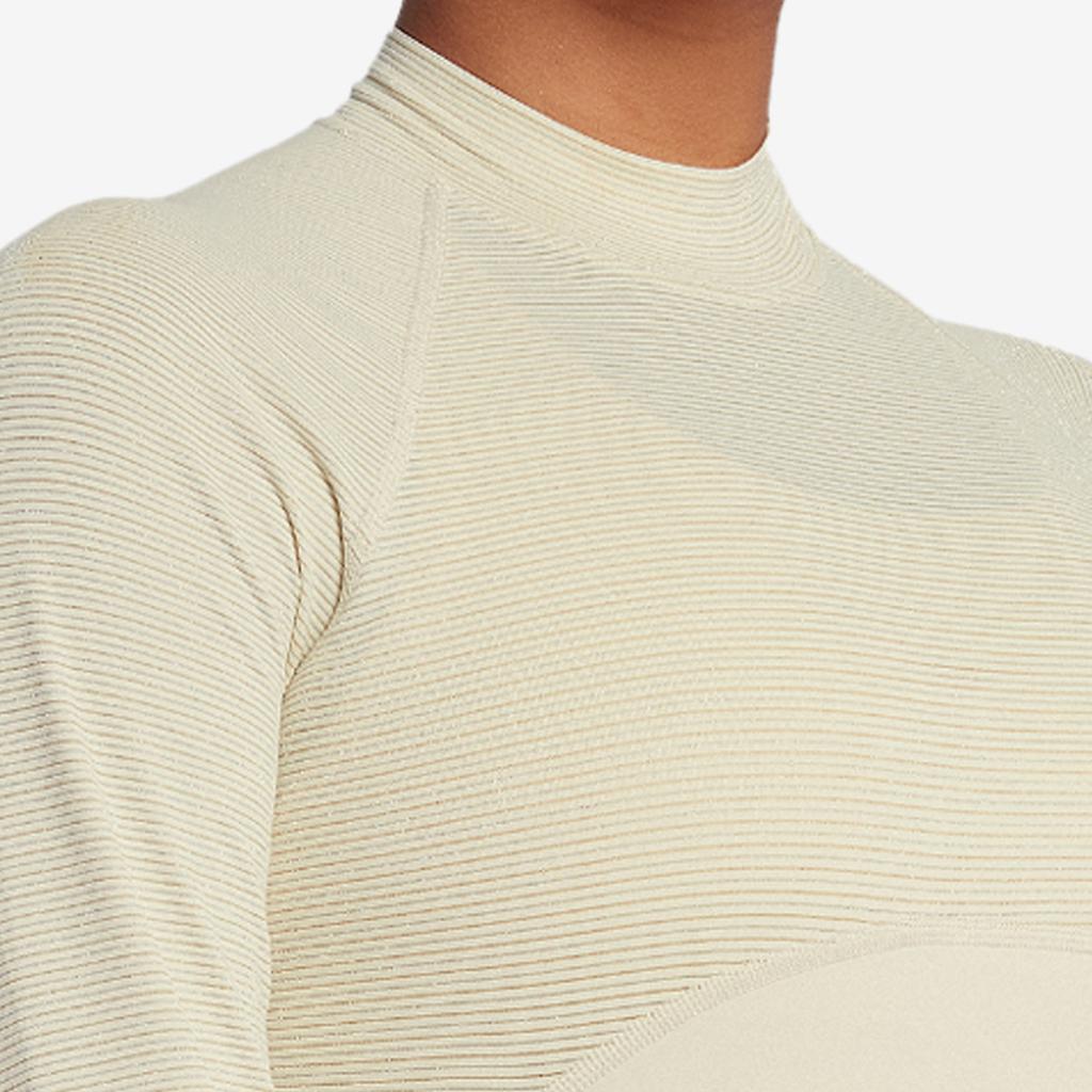 Nike Solid Color Brand Logo Print Crew Neck Pullover Long Sleeve T-Shirt Women Tops Beige AO9227-258