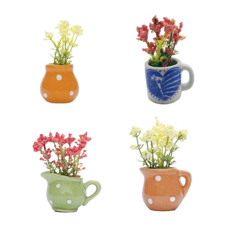 8Pieces Mini Magnetic Vases For Refrigerator Strong Hold Resins Flower Pot Fridge Magnets Kitchen Home Decoration Gift