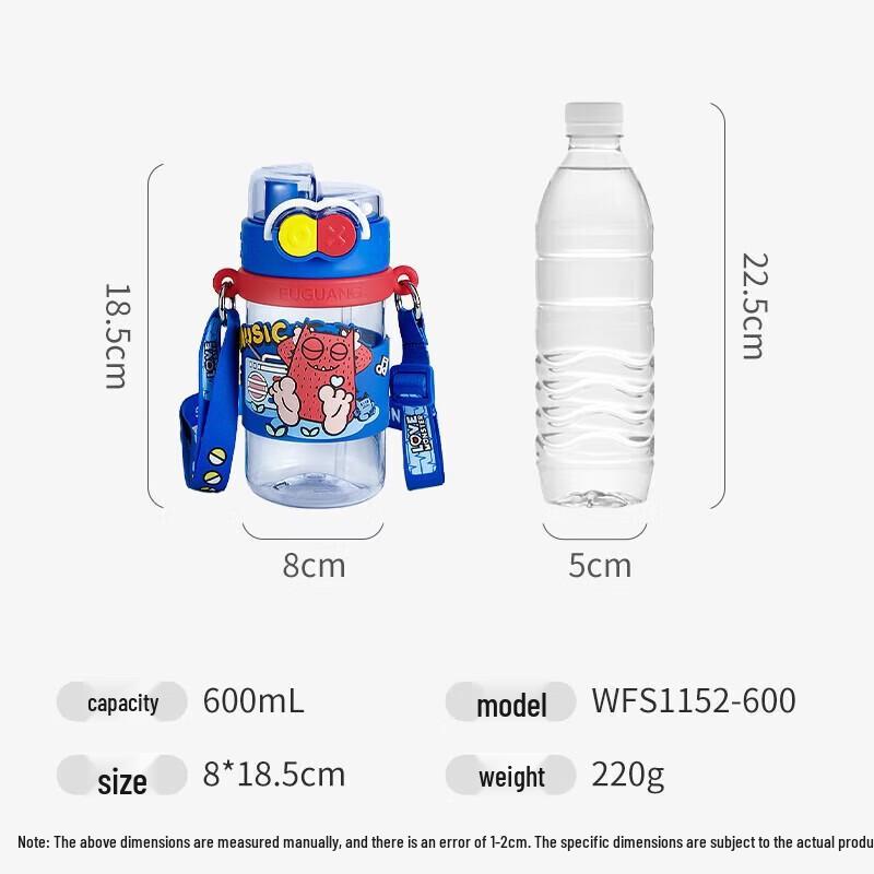 Fuguang Children s Dual-Use Heat-Resistant Glass Water Bottle, 600ml