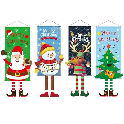 Christmas Hanging Flag Christmas Wall Banner Xmas Party Decor Various Patterns