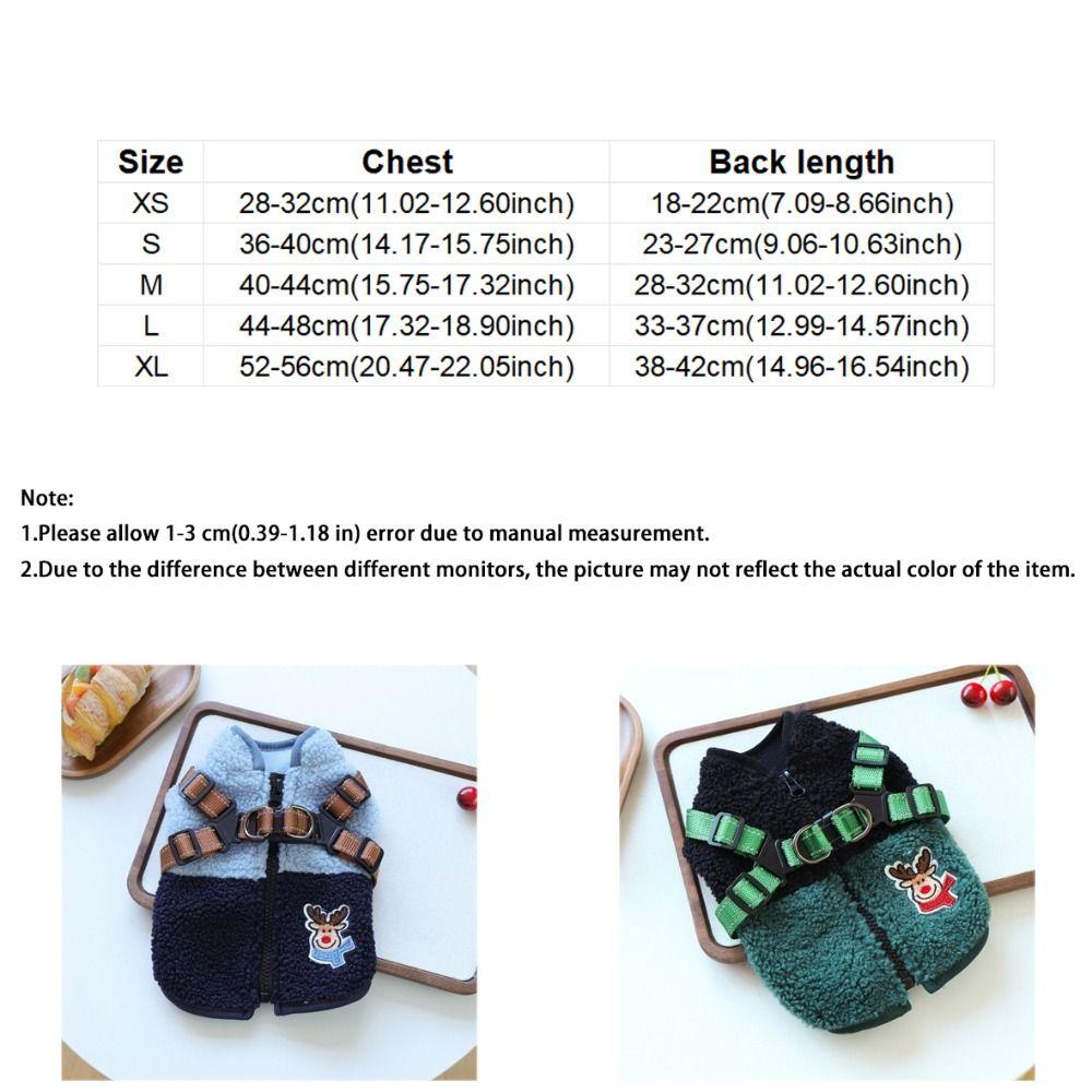 Thickened Christmas Dog Coat Elk Pattern Winter Dog Jacket Dog Plush Zipper Vest Walking