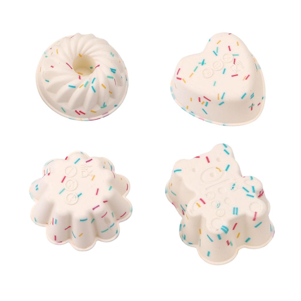 4pcs Colored Silicone Cake Cups Muffin Cake Mold High Temperature Cupcakes Mold For Diy Chocolate Pudding Candies Baking Mold