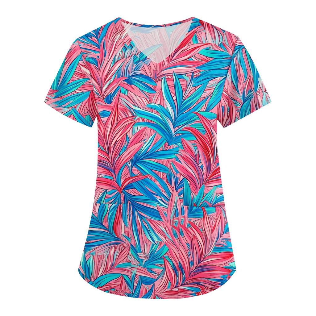 Dámská tištěná pracovní uniforma Ochranná pracovní uniforma s výstřihem do V