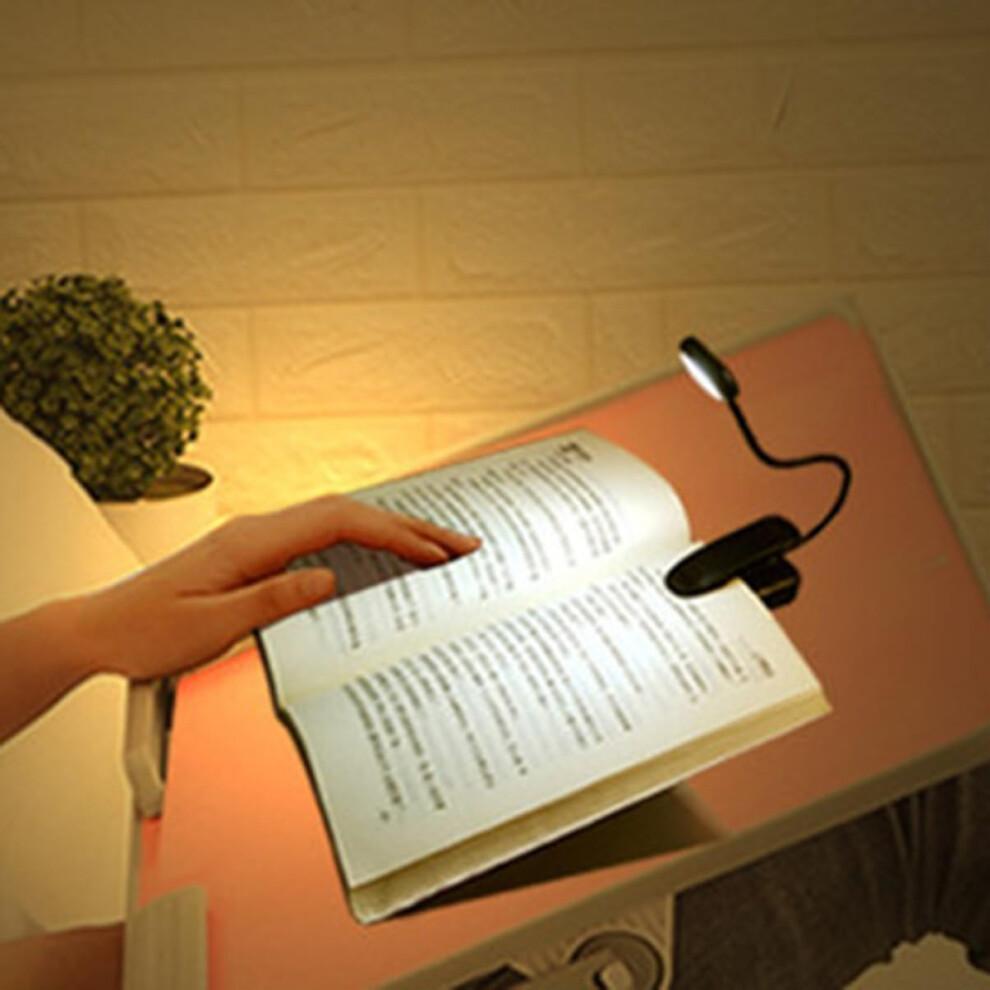 USB Charging Light Table Lamp Clip-On USB Rechargeable Reading Lamp Black Adjustable Brightness Book Light for Reading