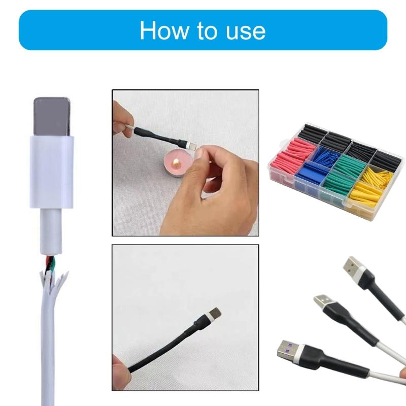 Wire Protector Sleeve Kit Heat Shrink Tubing In Multiple Size for Enhances Electrical Safety With Case