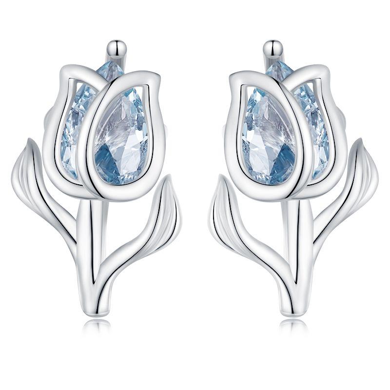 925 Silver Mini Flower Butterfly Bird Bee Stud Earrings Rainbow Moonstone Kitty Cat Ear Studs Girl Party Jewelry