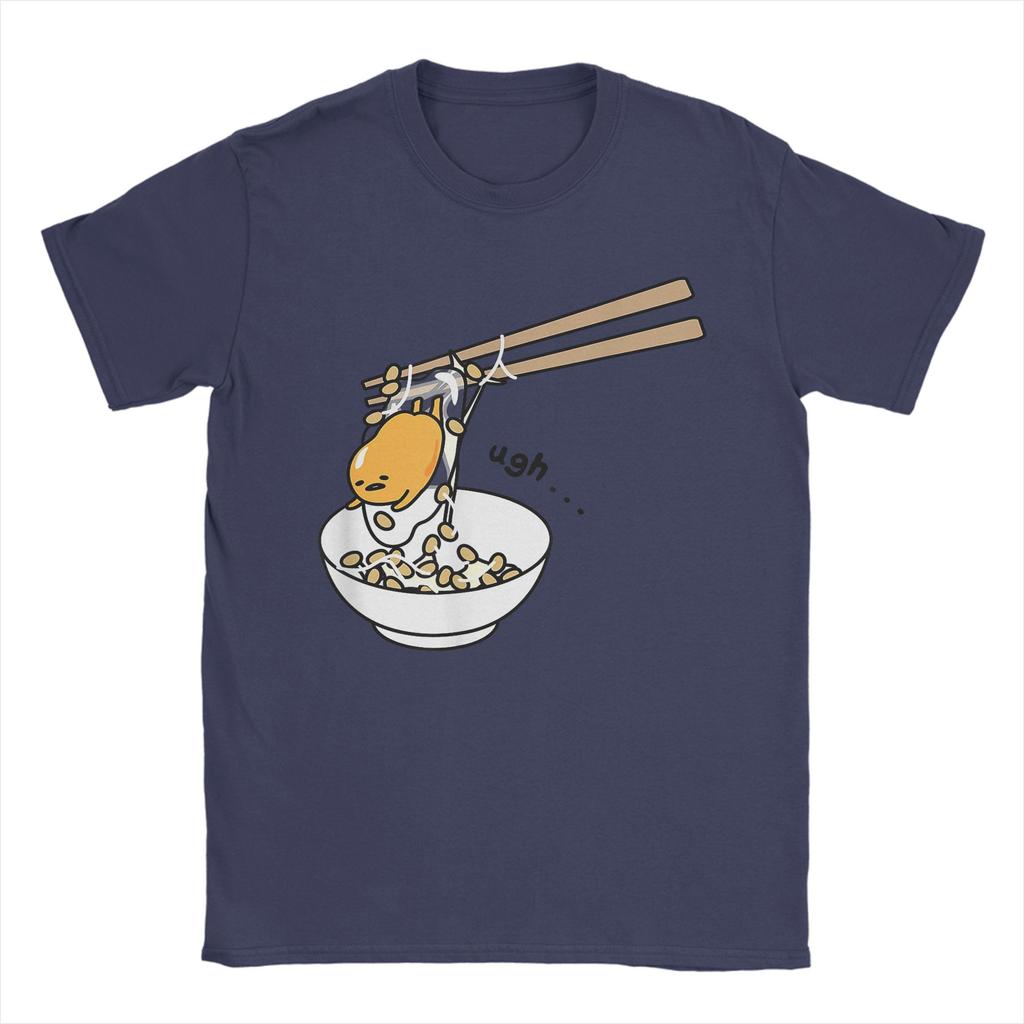 Gudetama Essstäbchen T-Shirt Herren Baumwolle Oberteile Bedruckt Rundhals Kurzarm