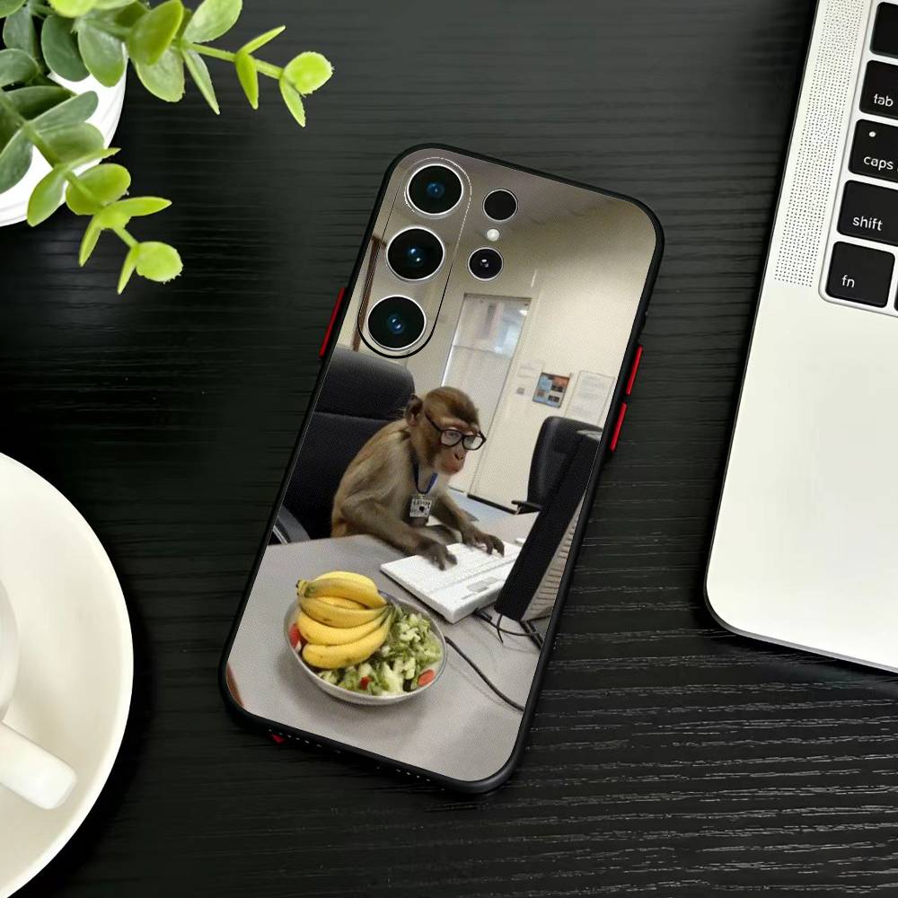 Cute Funny Monkey Phone Case For Samsung S26,S25,S24,S23,S22,S21,S20,Plus,Fe,Lite,Others Black Cover