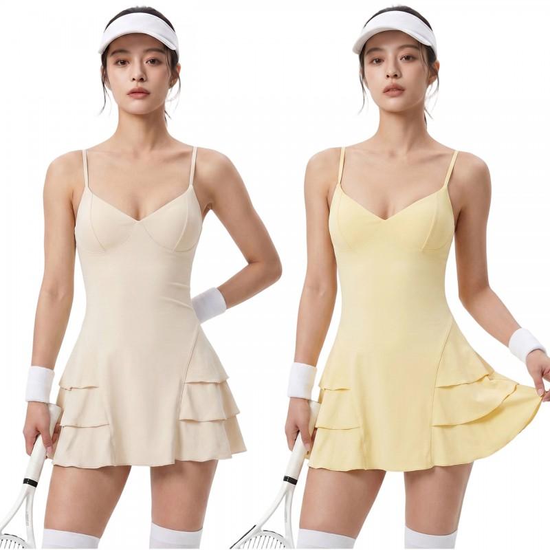 Womens Yoga Running Dress With Built-in Shorts Athletic Skirt Gym Fitness Tennis Outdoor Workout