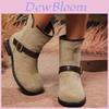 Stylish 2024 Autumn Winter Women's Fashion Boots With Belt Buckle Decoration In Solid Color