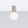 Spot Sufitowy Nowoczesny Taupe Ryflowany Korpus Szklana Biała Kula Do Łazienki Przedpokoju 1Xg9 8W Ip44 Halo Sollux Lighting