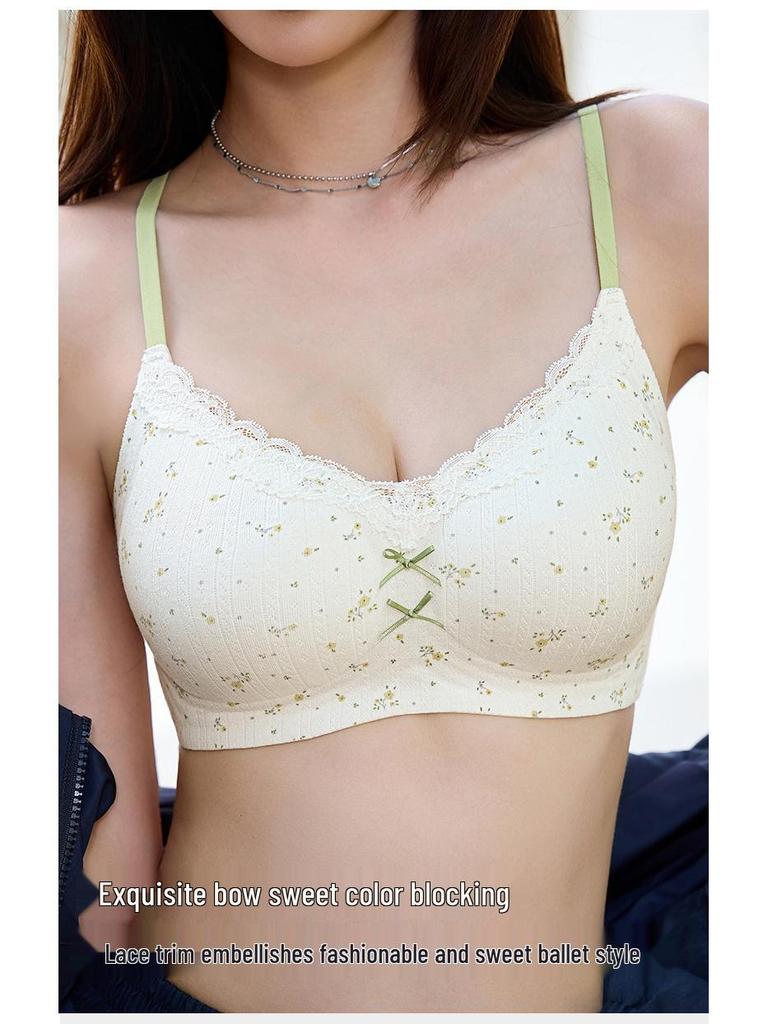 Wolkencreme Florale Lingerie Damen Bügelloser Push-Up BH mit sanfter Stütze und atmungsaktivem Design für kleine Brüste
