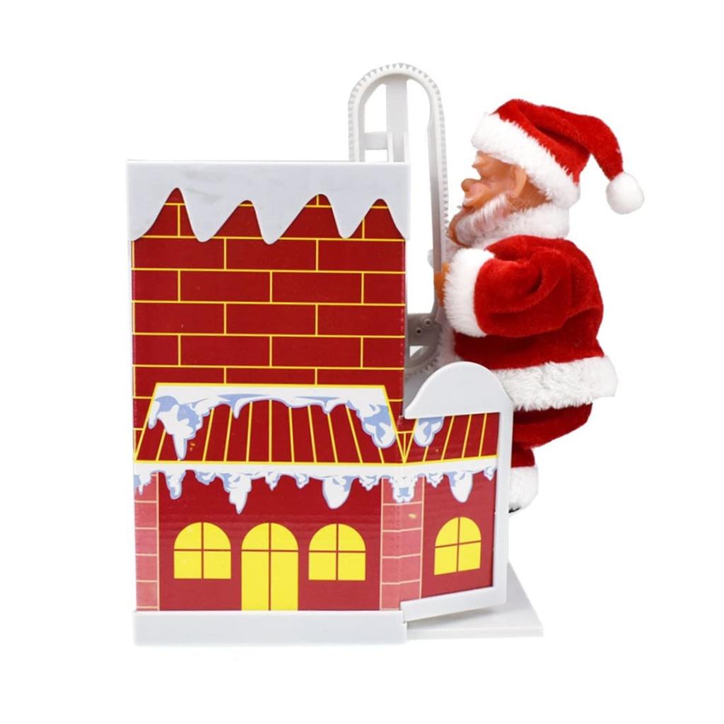 Electric Santa Claus Climbing Down And Down Chimney Xmas Santa Toy Battery Operated Music Doll Christmas Ornament Gift For Kids No Battery