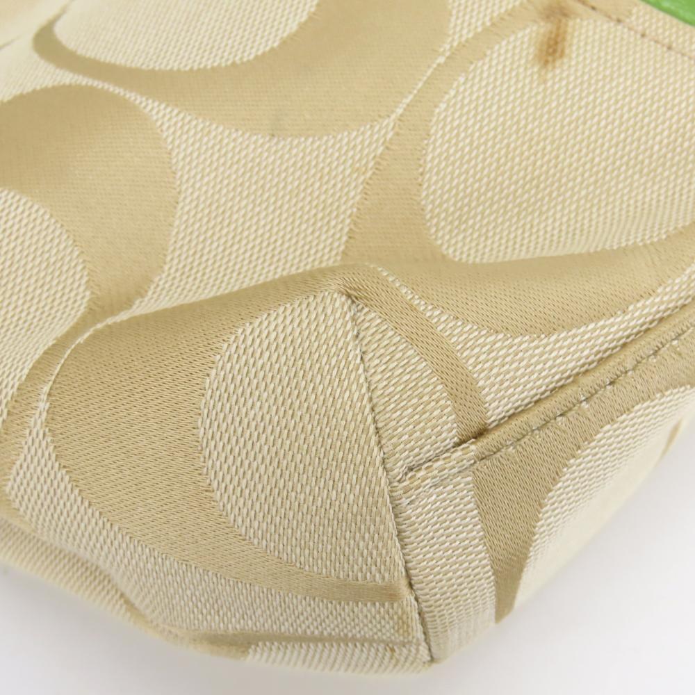 Gebruikte COACH Schoudertas 28206E canvas/leer beige groen één riem