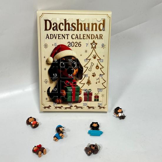 Niedliche Tier-Spielzeugsammlung 2026 Eule/Hund Adventskalender, 24 Tage Countdown bis Weihnachten mit Mini-Figuren-Box-Schmuck, PVC Sammelfiguren