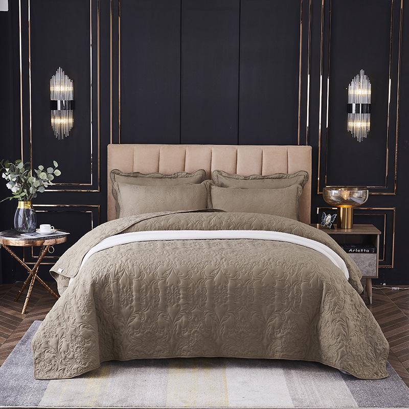 Washable Quilted Cotton Bedspread 3-Piece Set with Cotton-Filled Design
