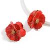 Yang Caiyu Inspired Retro White Petal Earrings for Women - High-End Niche Design 2024