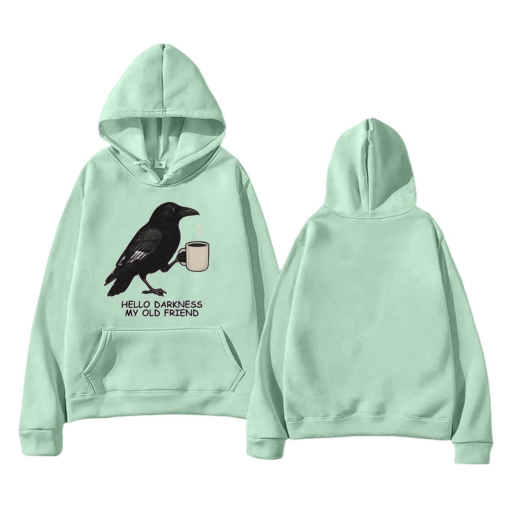 Modna Unisex Lekka Bluza Pulower z Długim Rękawem i Kieszeniami z Nadrukiem