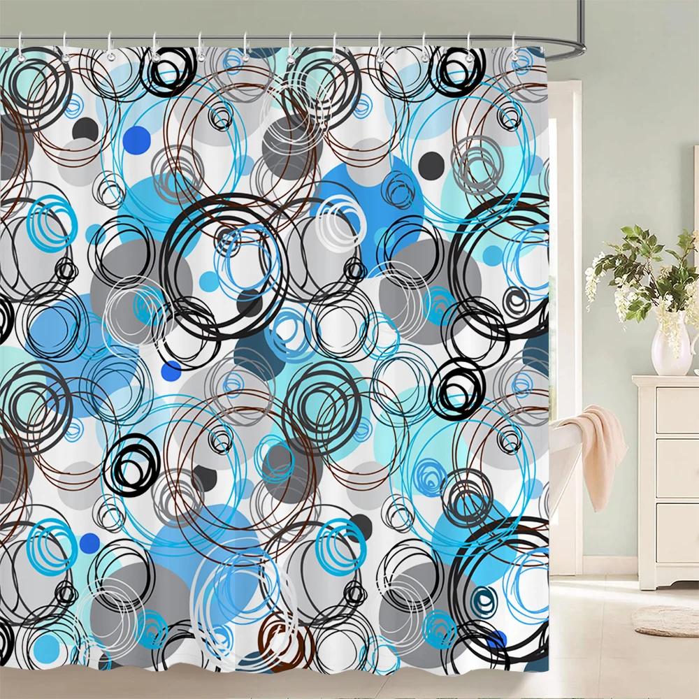 Modern Stripe Shower Curtains Waterproof Fabric Bath Curtains For Bathroom Bathtub Large Wide Bathing Cover With Hooks
