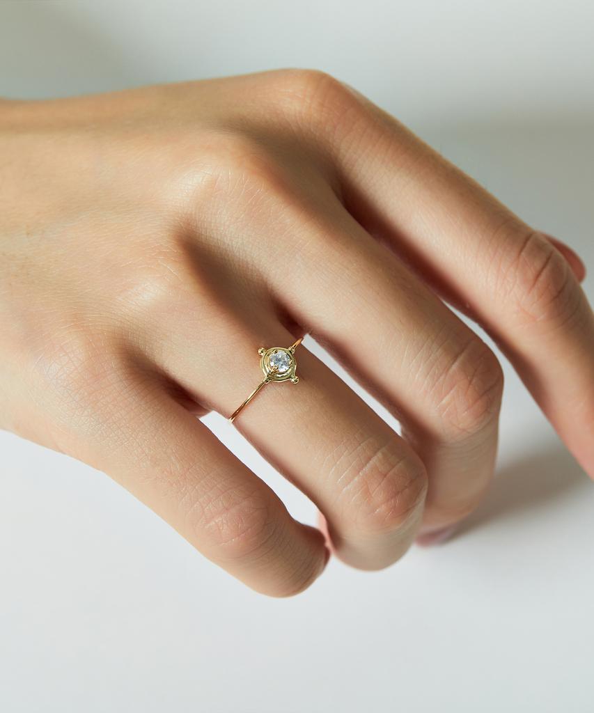 Helene Jewelry 14K Belial Cubic Miss Ring Gold Thread Ring (C Type)